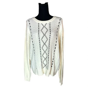 Cyrus Cable Knit Cream Sweater Size XL